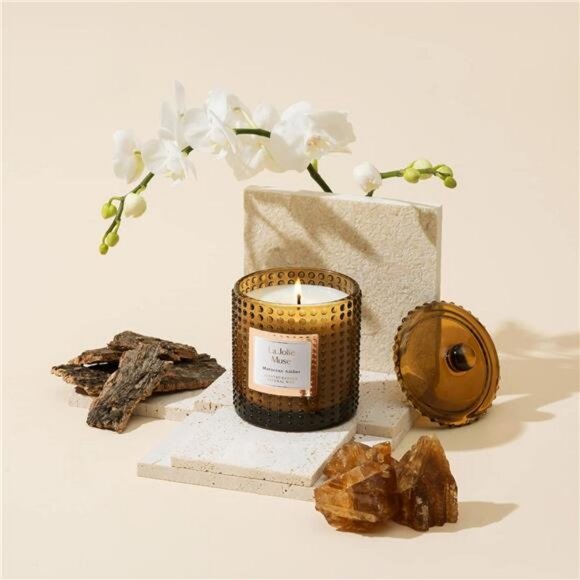 10.oz Long Lasting Moroccan Amber Scented Candle for Home Fragrance - Picture 3 of 6